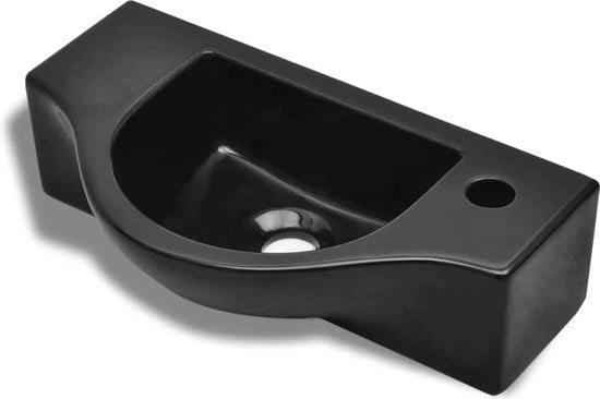 Wastafello in Ceramica con Disegno - Goccia Elegante Nera per la Stanza da Bagno