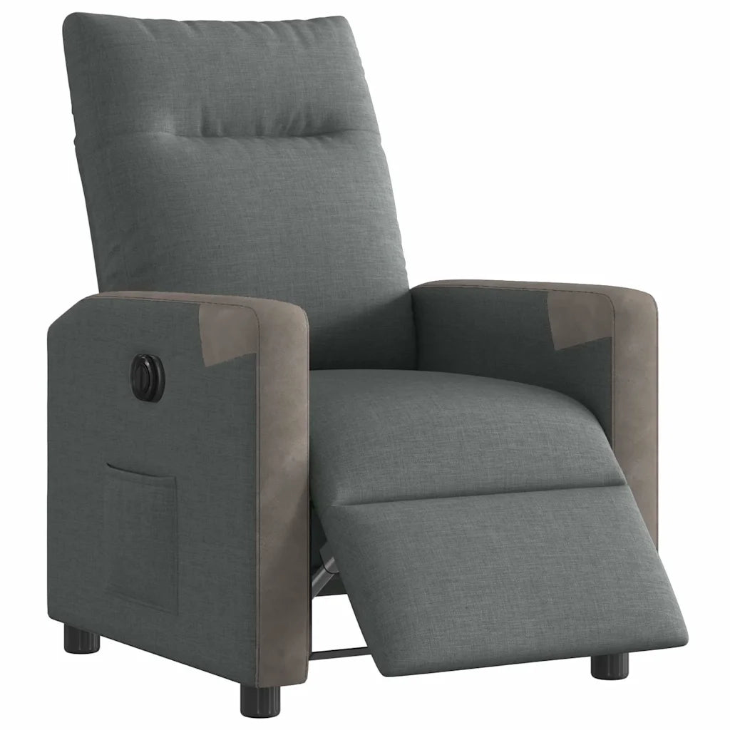 Poltrona | Sedia Relax Elettrica Reclinabile Grigio Scuro in Tessuto