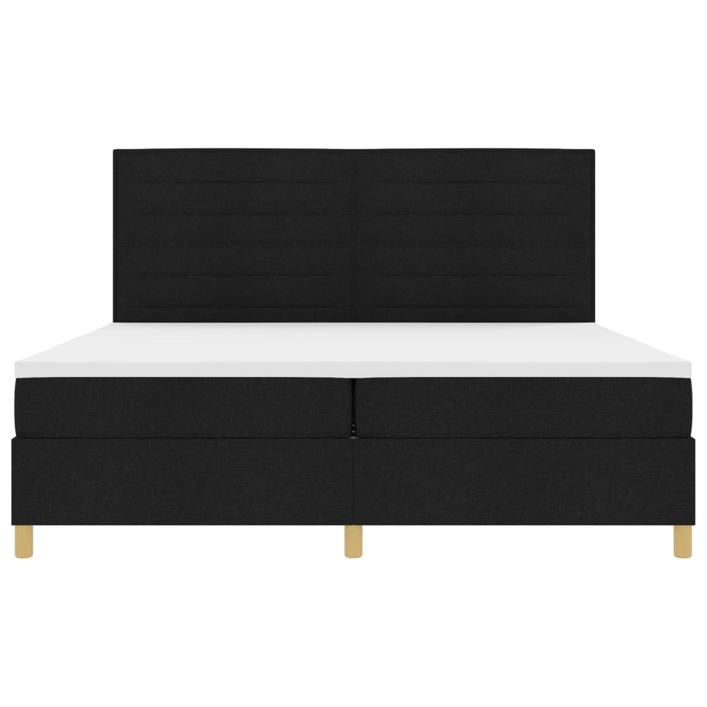 Letto Box Spring con Materasso Nero 200x200 cm Tessuto