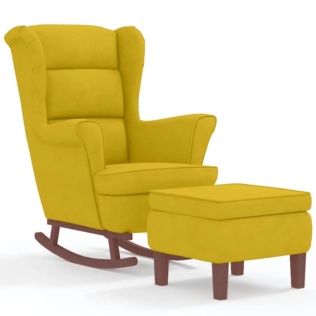Sedia a dondolo con schienale alto in velluto giallo CFW1485724