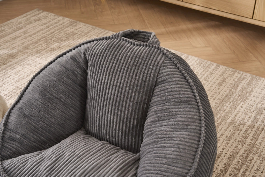 POUF SACCO in velluto a coste, grigio, 40 x 31 x 20 cm
