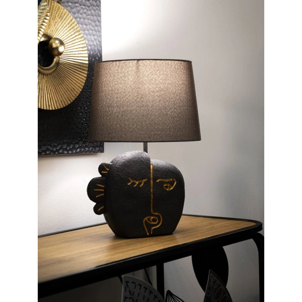 Lampada da Tavolo VKH163, Marrone, Poliresina, 27,5x27,5x39,5 cm
