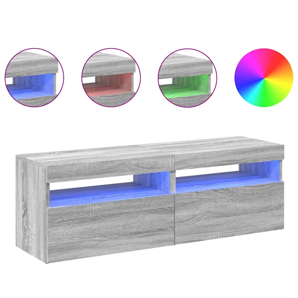 Mobili TV con Luci LED 2 pz Grigio Sonoma 60x35x40 cm 815681