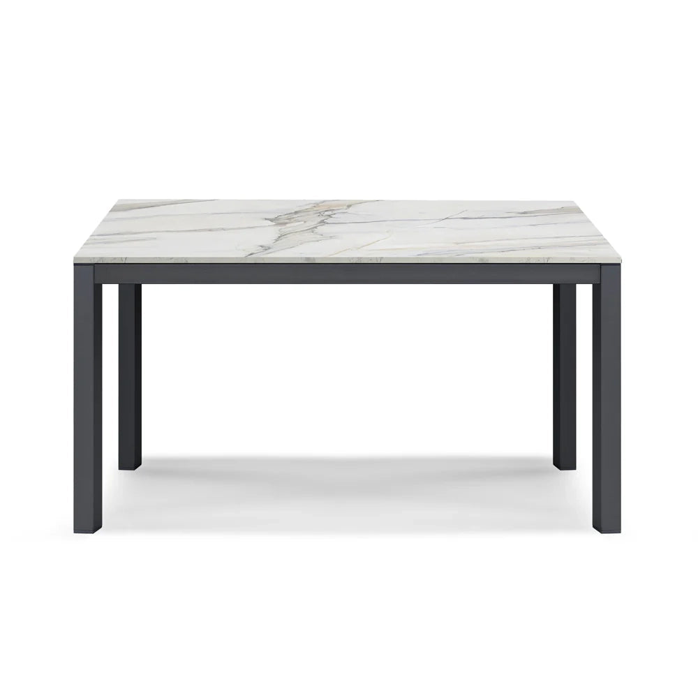 Tavolo da pranzo allungabile Marmo di Carrara 110x70 modello GIOTTO MADE IN ITALY con allunga laterale 40 cm per sala da pranzo, cucina e soggiorno, design moderno