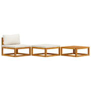 Set Divani da Giardino 3 pz | Set Salotto da Giardino con Cuscini Crema in Legno Acacia
