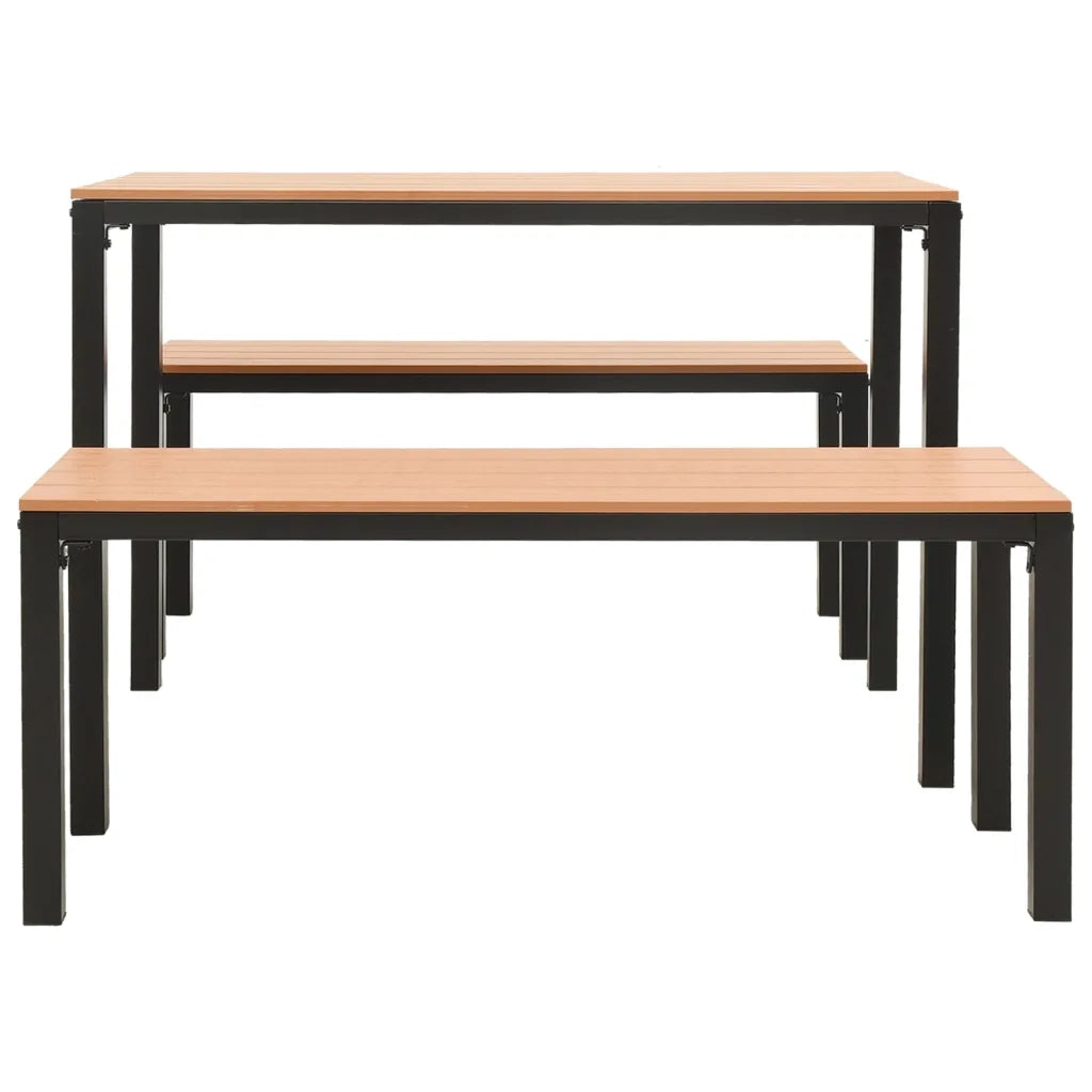 Set da Pranzo da Giardino 3 pz in Acciaio e WPC Marrone e Nero cod mxl 39873