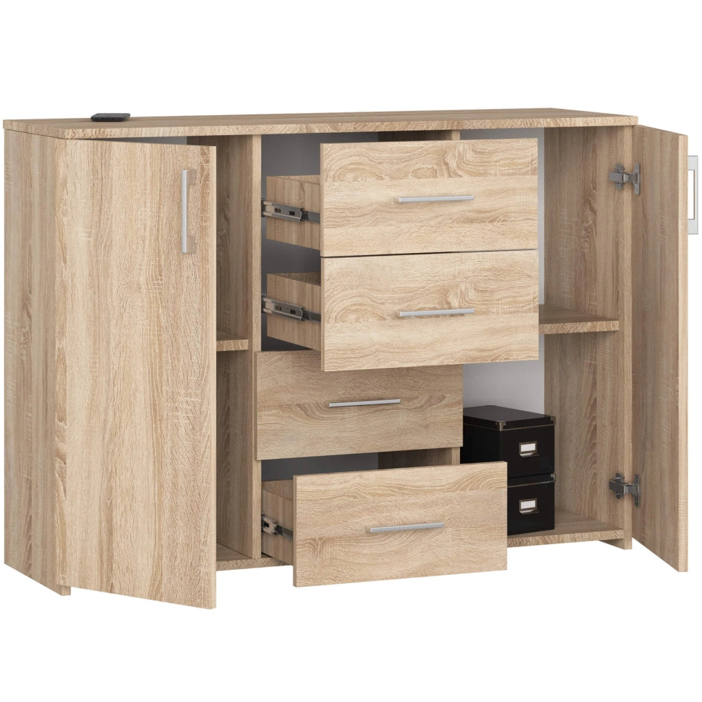 Cassettiera AKORD K45 Cassettiera Sonoma Quercia 110 cm 2 ante 4 cassetti 110x35x80 cm