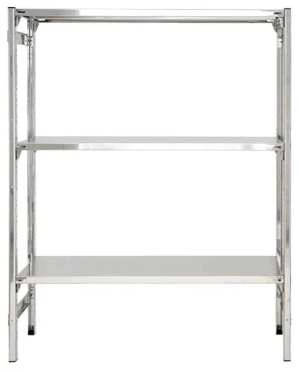 Scaffale in acciaio inox con ganci e ripiani lisci cm. 140x30x150h