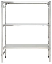 Scaffale in acciaio inox con ganci e ripiani lisci cm. 140x30x150h