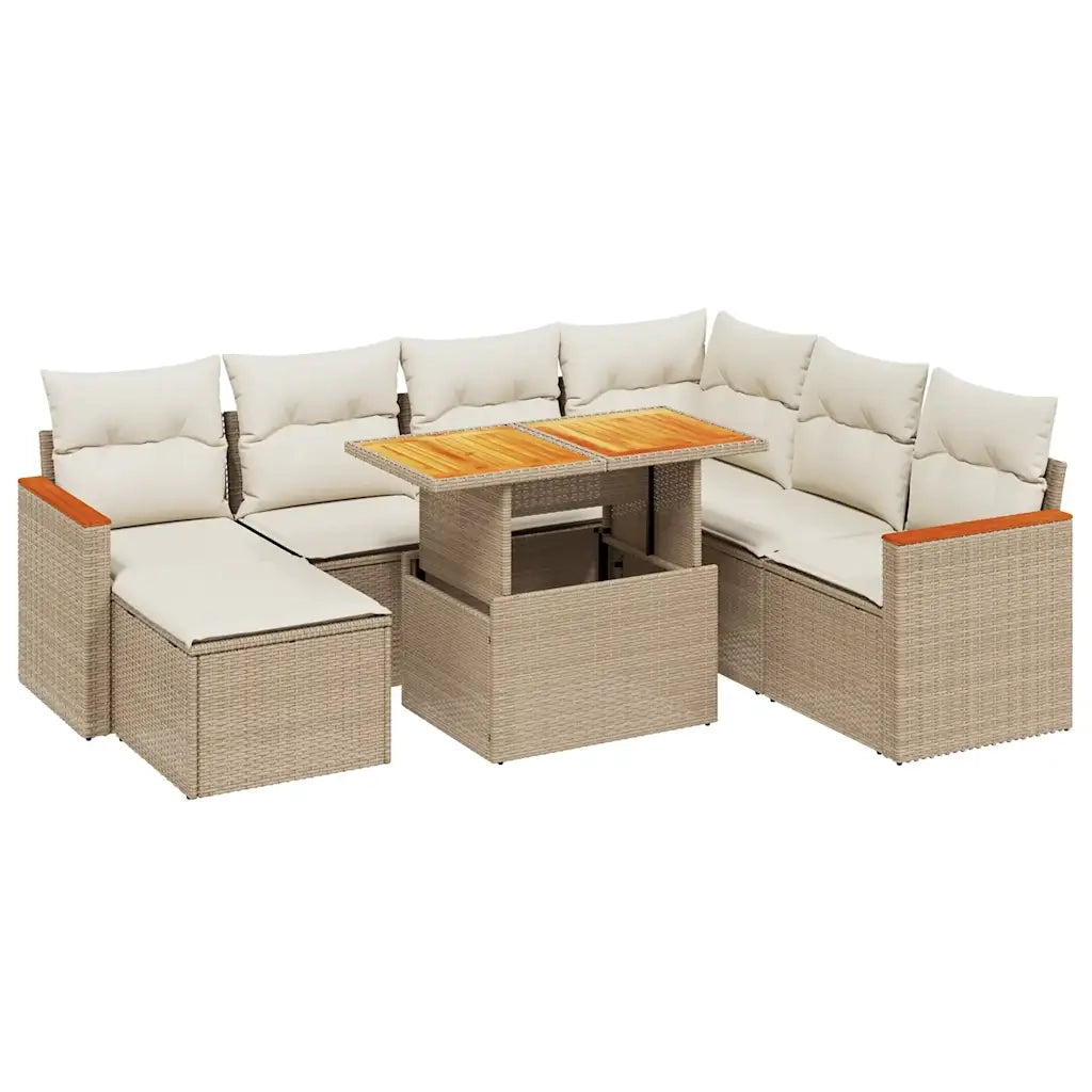 Set Divano da Giardino 8 pz con Cuscini Beige in Polyrattan 3276054