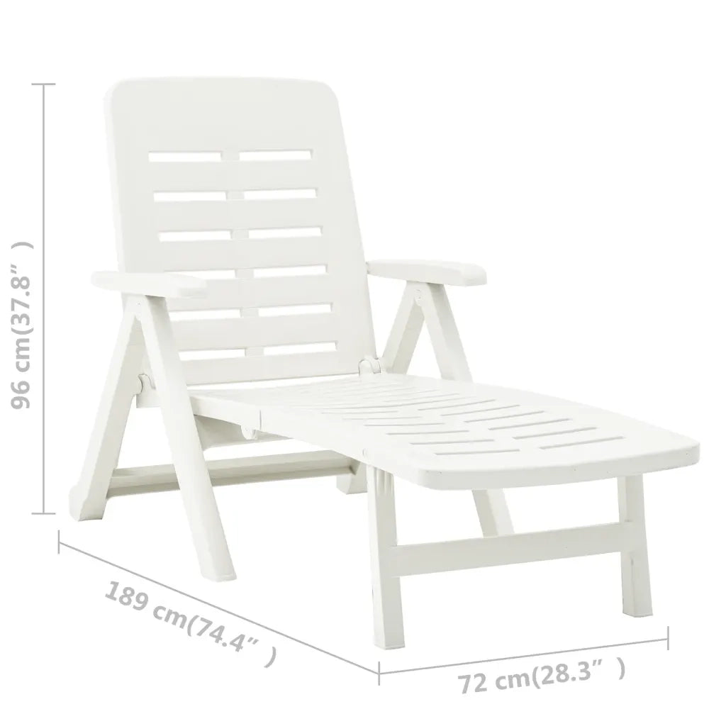 Lettino Prendisole | Sdraio da giardino | Lettino da sole Pieghevole in Plastica Bianco