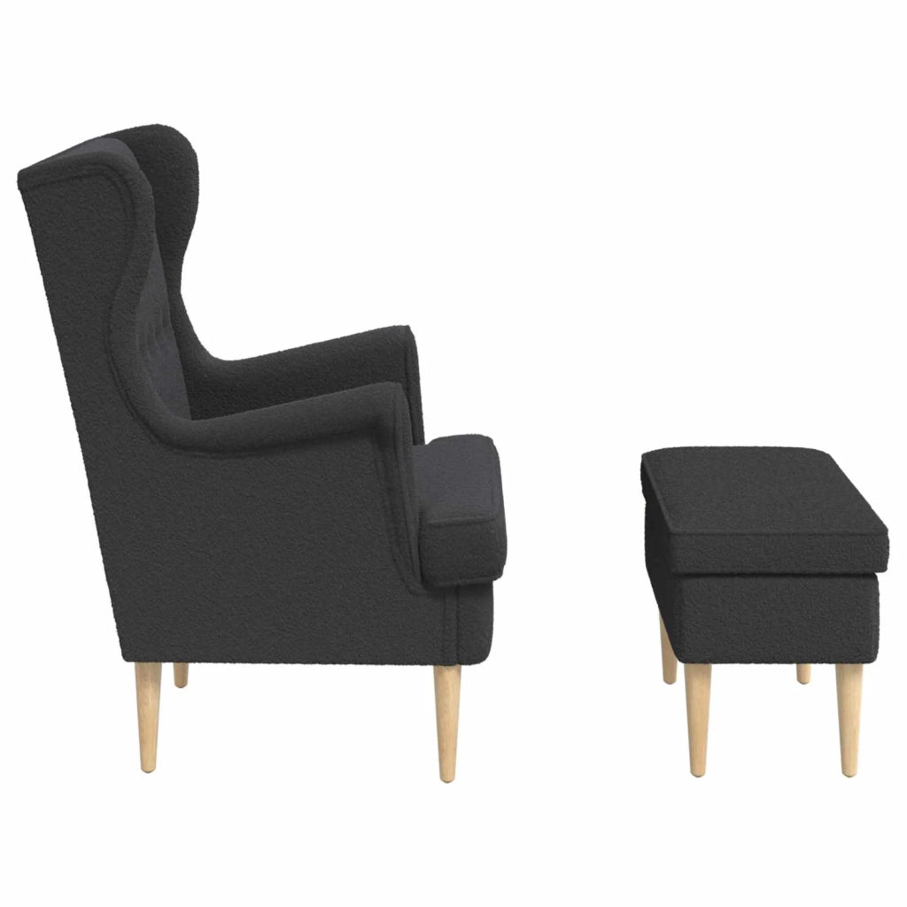 Poltrona con Ottomano 2 pz Grigio Scuro Bouclé 3418836