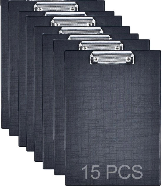 Cinture di cartellino 15 pezzi - Osservatore di documenti A4 leggero - PVC impermeabile - Clip robusto - Disegno portatile - 22 x 31 cm