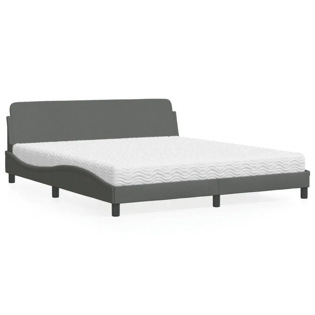 Letto con Materasso Dover Grigio Scuro 180x200 cm Tessuto