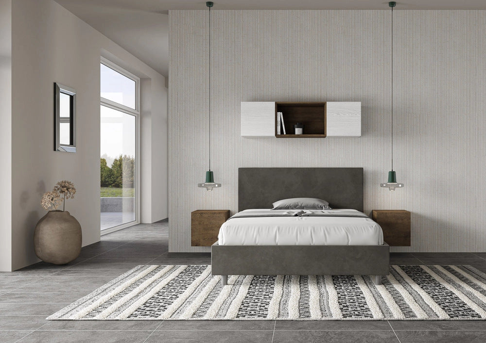 Letto Matrimoniale Francese 140x190 cm con Rete Adele Grigio