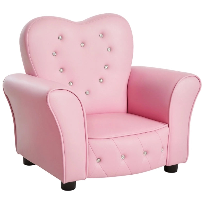 Poltroncina per bambini rosa in PVC e legno massello