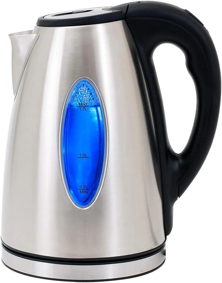 Bollitore d'acqua o tè elettrico in vetro acciaio Inox 2200W senza cavo illuminazione LED
