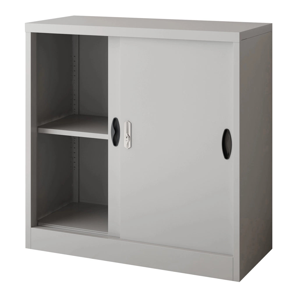Armadietto da Ufficio Rieti 90x40x90 cm Ante Scorrevoli - Grigio chiaro [en.casa]