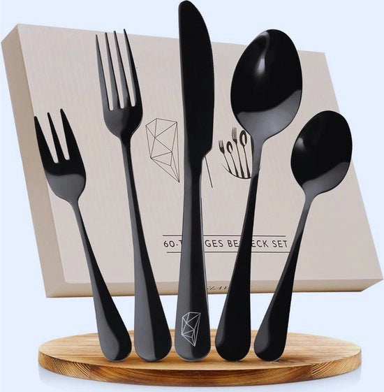 Set di Cucina Elegante per 6 Persone - 30 pezzi Acciaio Inossidabile con Packaging Lussuoso - Resistente al Lavastoviglie con Finitura Liscia Alta