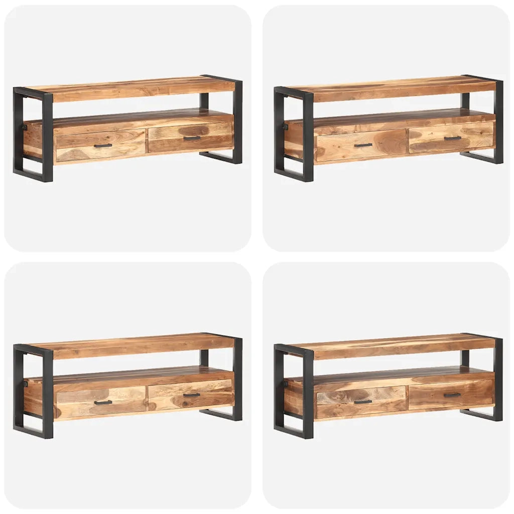 Mobile Porta TV 120x35x45 cm Legno Massello con Finitura Ambra 321551