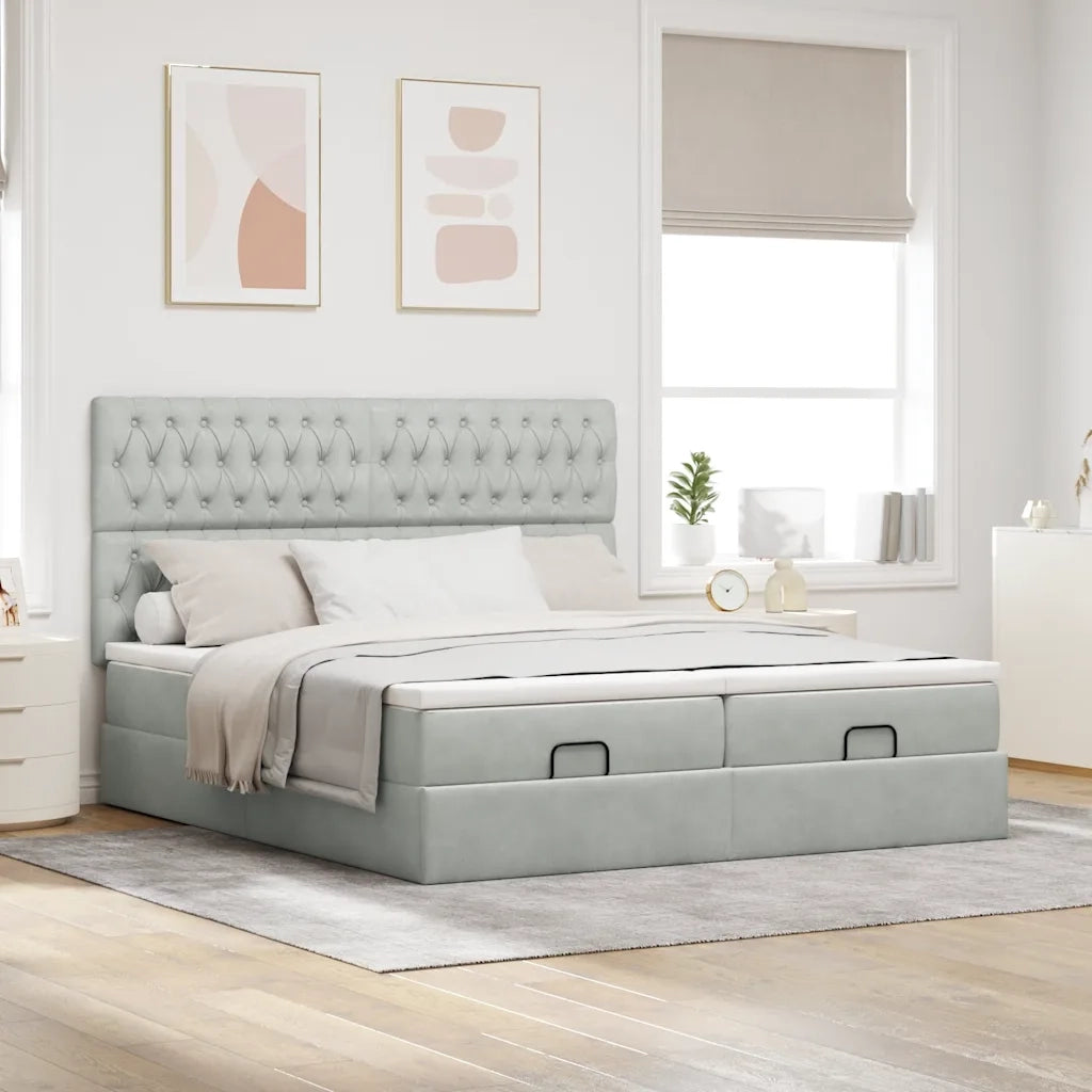 Struttura Letto Pouf con Materassi 200x200 cm Velluto 3314645