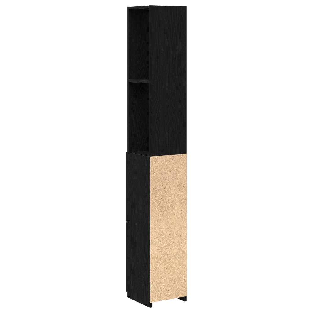 Armadio da bagno  Nero Rovere 25x25x170 cm in legno ingegnerizzato