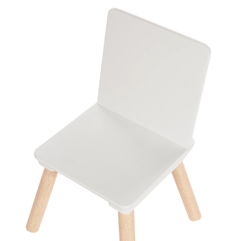Set per bambini a 2 posti tavolo con sedie in legno di pino MDF Camera dei bambini bianco e legno chiaro