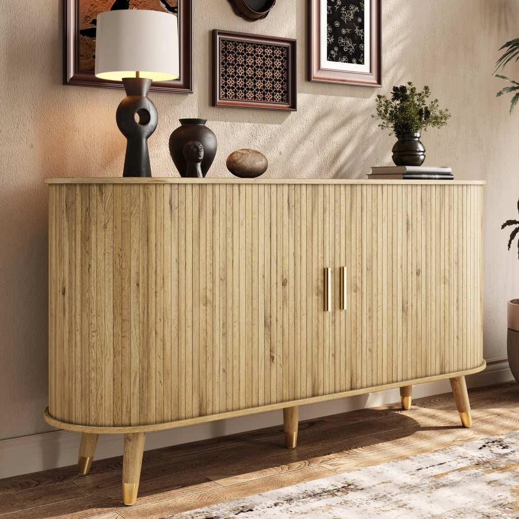 Credenza con 2 cassetti e ripiani regolabili - per soggiorno - in MDF - 140x40x79.5 cm