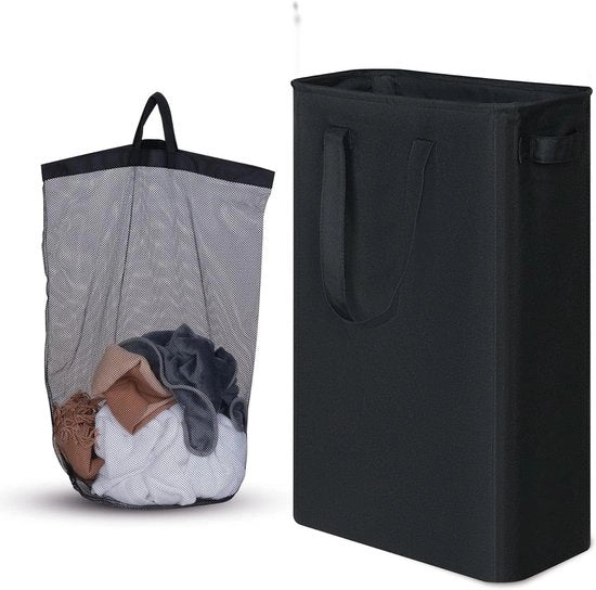 Wasmachine confezionata in Oxford stoffa pieghevole (50 l) con maniglie e tasca interna rimovibile (nero) per l'indumento