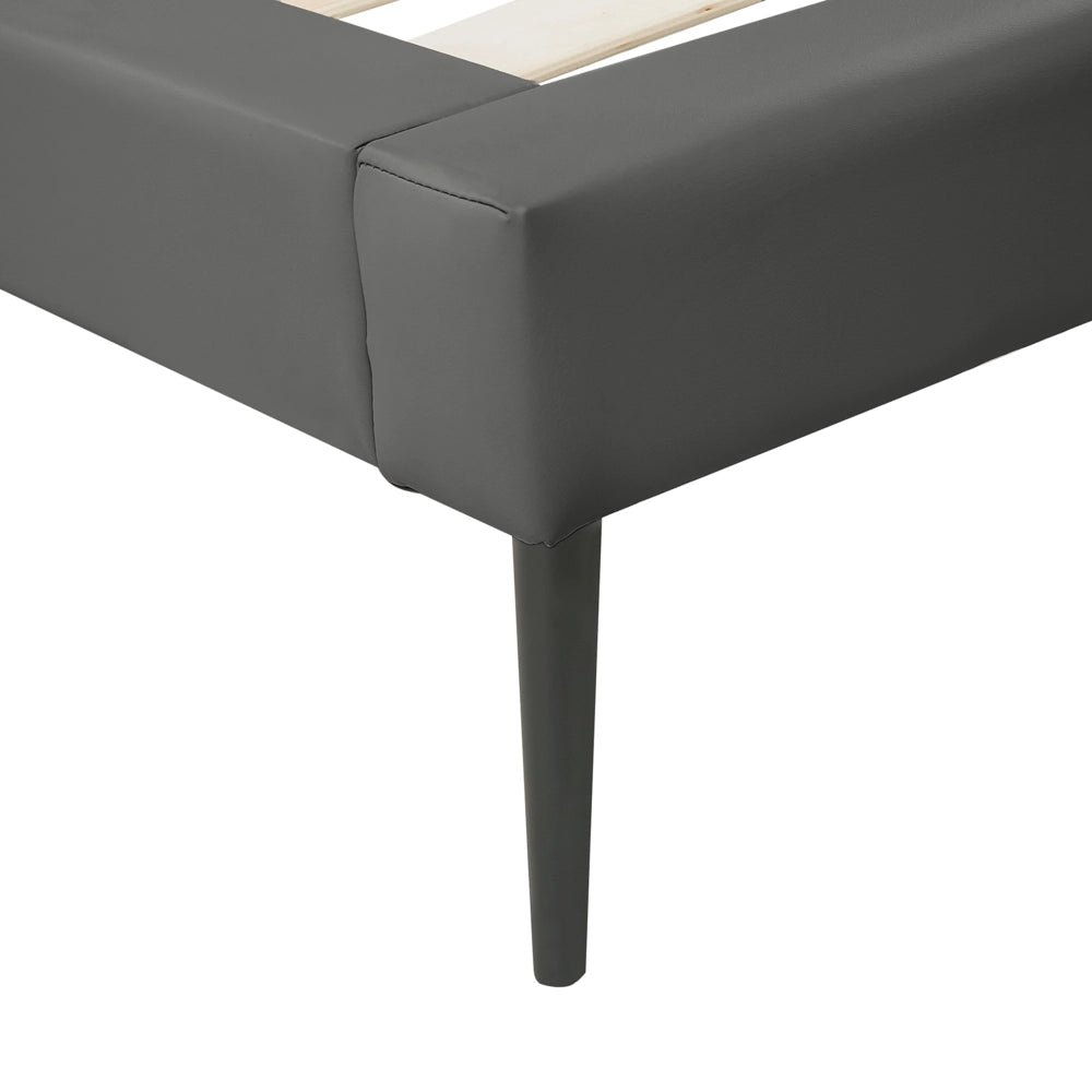 Letto rivestimento in ecopelle grigia 160 x 200 cm Testiera capitonné dal design moderno