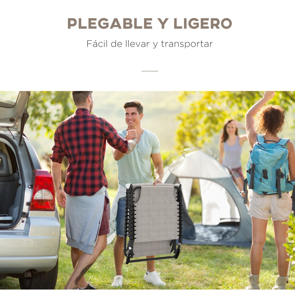 Poltrona reclinabile per giardino ¨C zephmum ¨C 4 posizioni, crema, 189x58x30 cm
