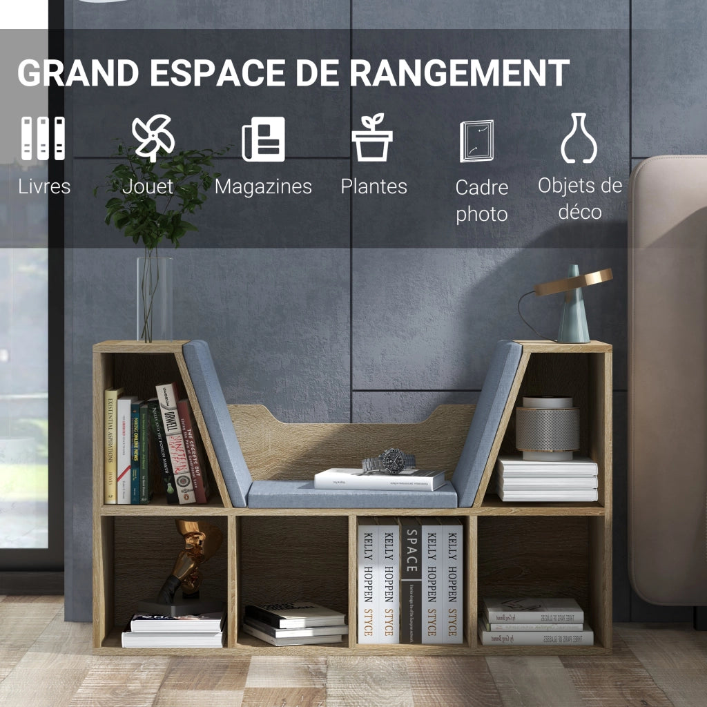Libreria con panca 6 scomparti ¨C zephmum ¨C Grigio 102x30x61 cm