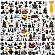 Sticker trasferibili Halloween - 12 fogli - Zucca/Erba - Strega/Scrosciare - Sticker per mobili - 5,5 x 5,5 cm - Attività manuali - Sticker decorativi