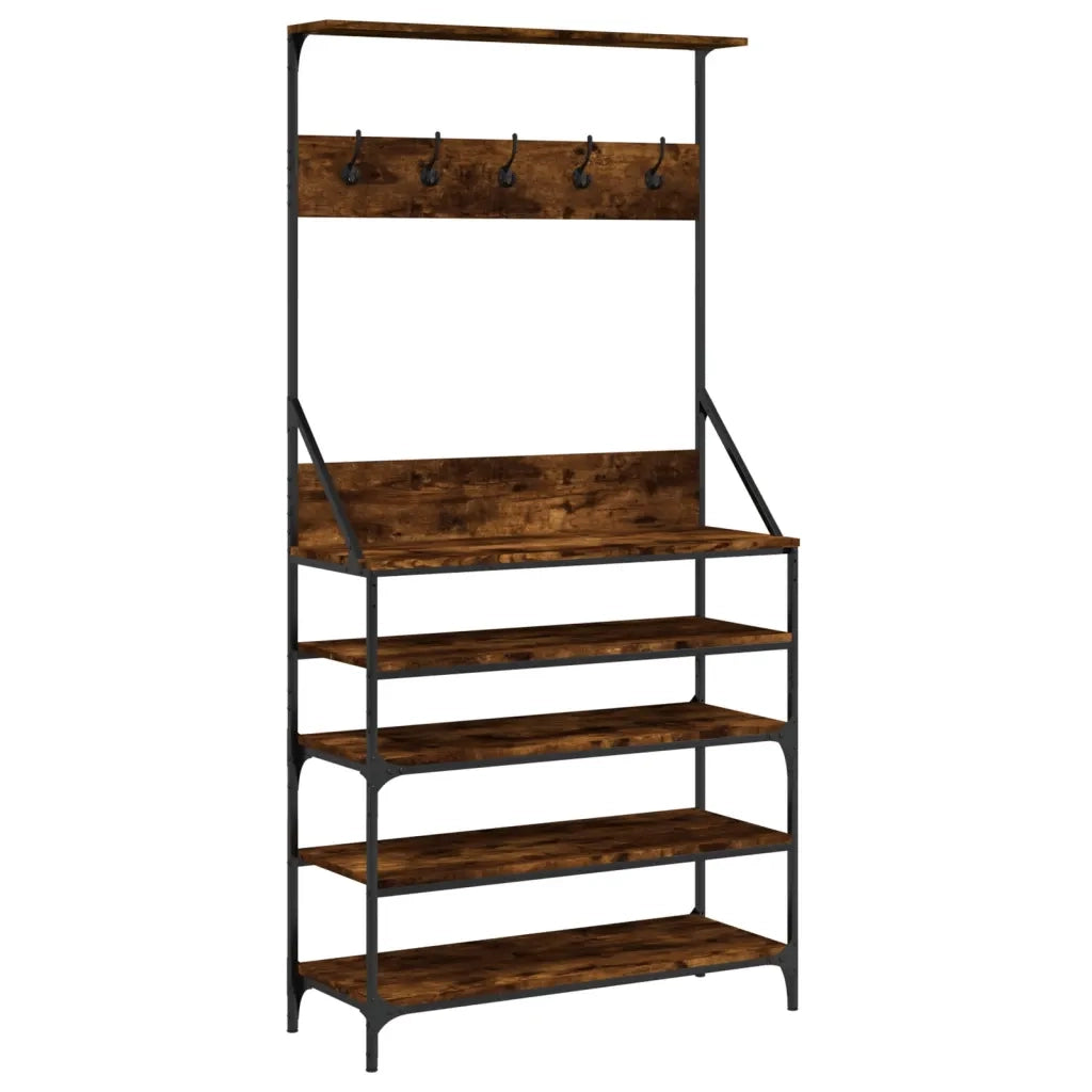 Appendiabiti con Porta Scarpe Rovere Fumo 90x34x184 cm 837879