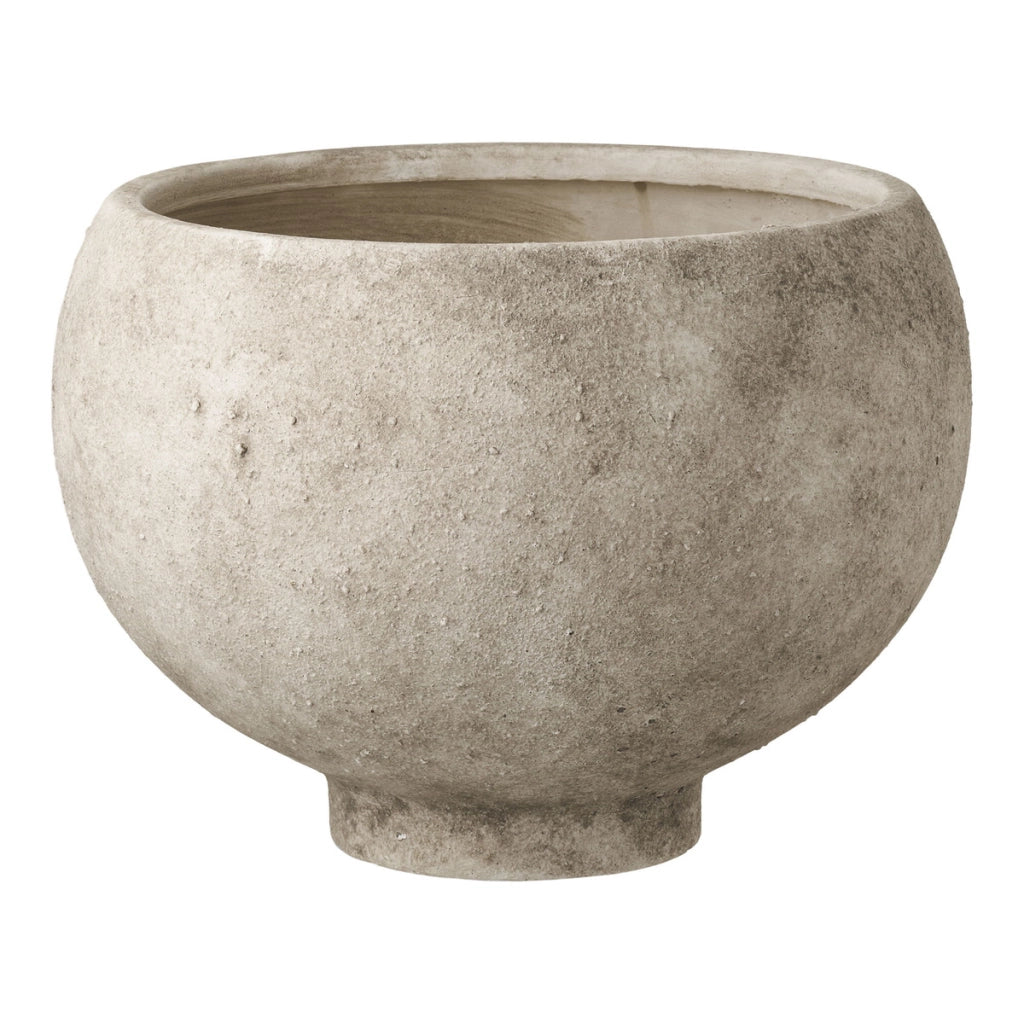 Portavaso in ceramica grigia a coppa larga su base o26x19,5 cm