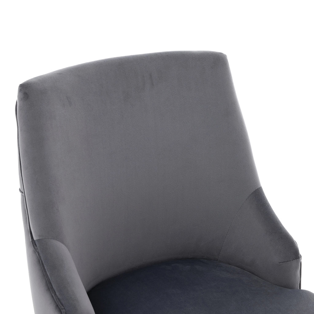 Set di 2 sedie da pranzo in velluto con schienale trapuntato e gambe metalliche in grigio e argento