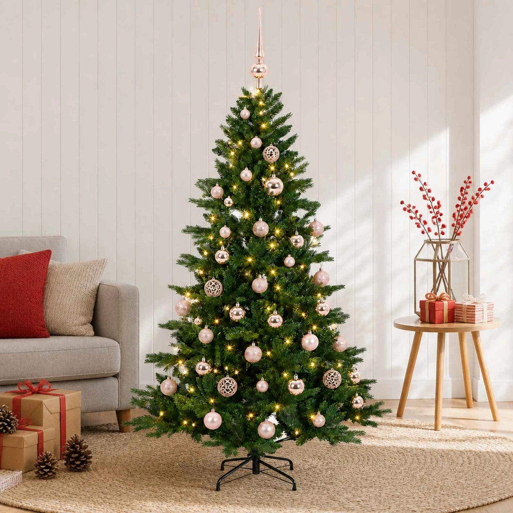 Albero di Natale artificiale con palline 150 cm 150 LED 3465768
