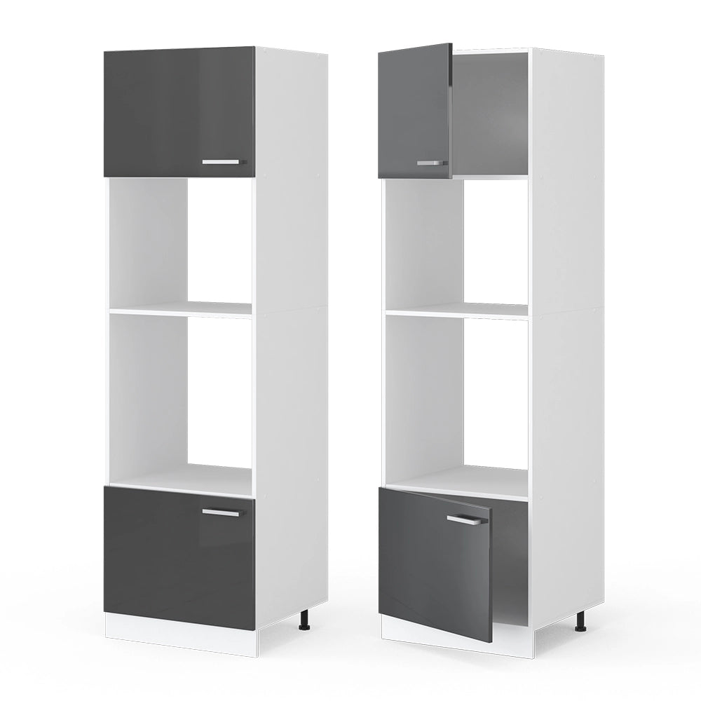 Vicco Dispensa universale Antracite lucido 60 cm con ripiani e ante a giorno