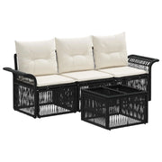 Set Divano da Giardino 4 pcs Nero polyrattan