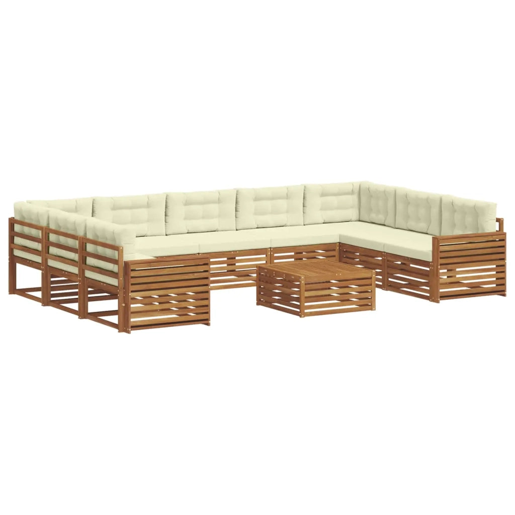 Set di divani da esterno con cuscino 10 pcs Naturale e Crema