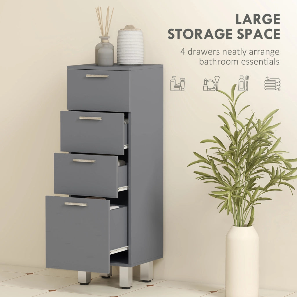 Armadietto da Bagno con 4 Cassetti ¨C Zephmum ¨C Grigio 60x30x