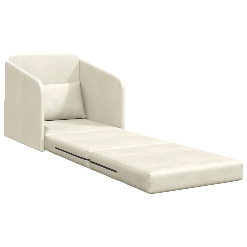 Divano Letto da Pavimento 2-in-1 Panna 65x80x83 cm in Velluto