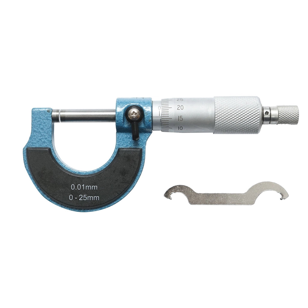 Micrometro meccanico per esterni con telaio smaltato, metrico 0-25 mm