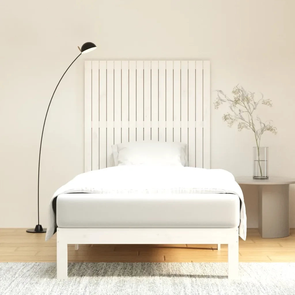 Testiera | Testata da Parete Bianca 108x3x110cm in Legno Massello di Pino
