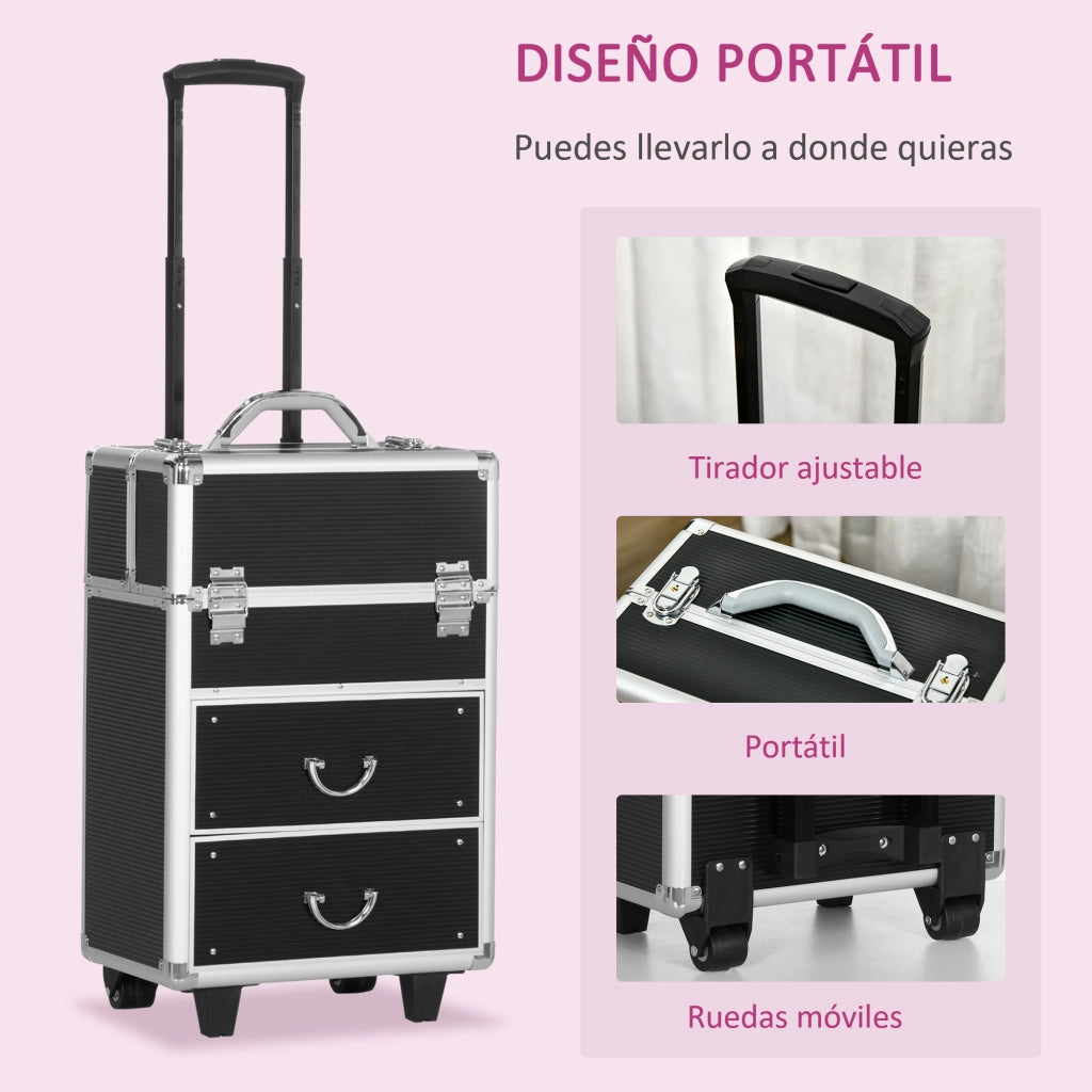 Cassettiera Trucco Professionale ¨C Zephmum ¨C Nero 36x23x58 cm