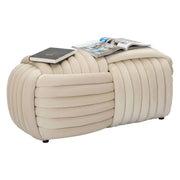 Panca Calcea, Panchina multiuso, Seduta per ospiti, Cassapanca multifunzione, 90x45 h45 cm, Crema