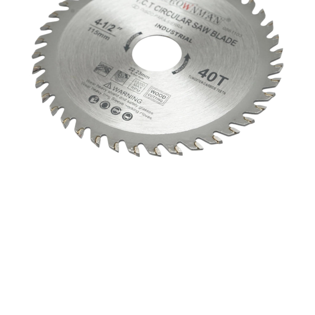 Disco circolare widia per legno 115x22,23mm, max. velocità. 13.200 giri/min, 40 denti, Crownman industriale