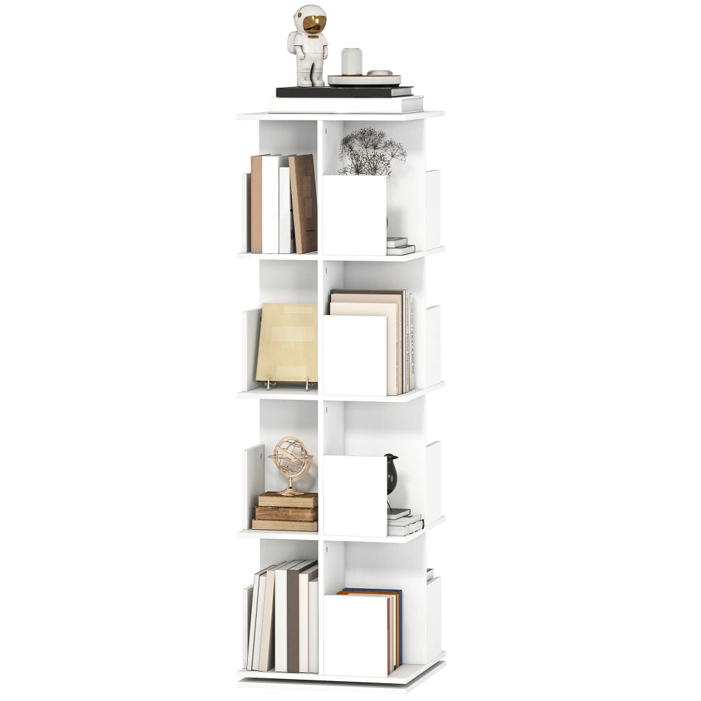 Libreria rotante a 4 livelli con scomparti ¨C zephmum ¨C bianco 39x39x128 cm