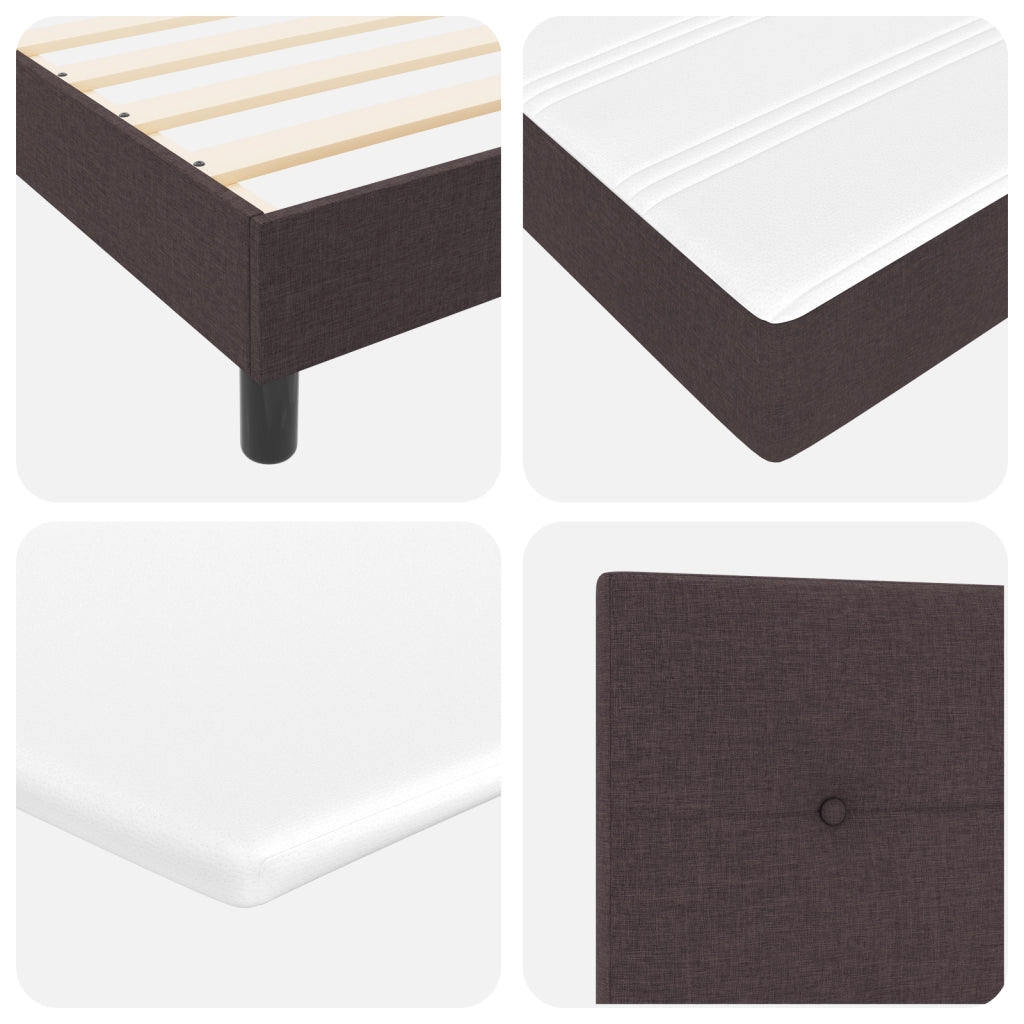Letto Box con Materasso Marrone Scuro 140x200 cm Tessuto