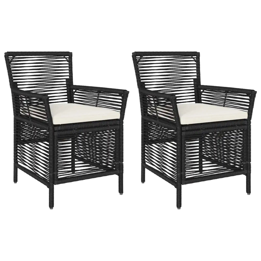 Sedia da esterno con cuscino 2 pcs Nero e Crema polyrattan
